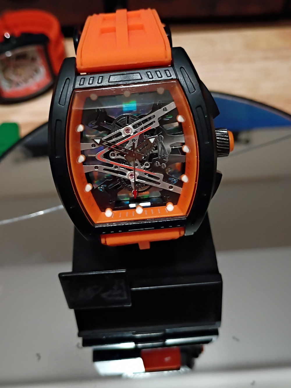Orange Skeleton Dial Men's Sport Watch